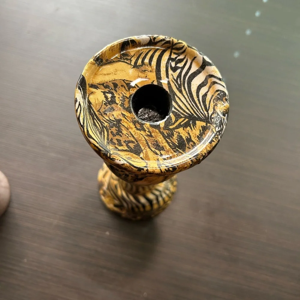 Vintage La Vie Candle Holder Safari Print - Picture 4 of 5